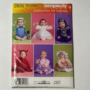 Simplicity 2835 Sewing Pattern Costumes for Babies Size A XS-L Multi-Color Uncut